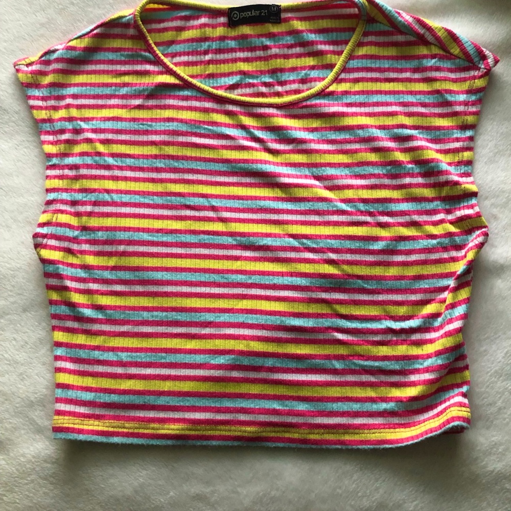 Vibrant Striped Sleeveless Crop Top